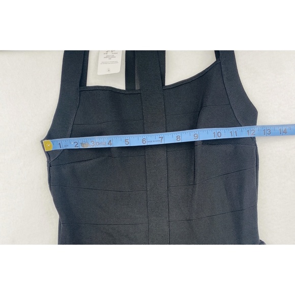 NWT Bebe 2-Fer Black Bandag/ Bodycon  Handkerchief Skirt Cutout Dress - Picture 13 of 15